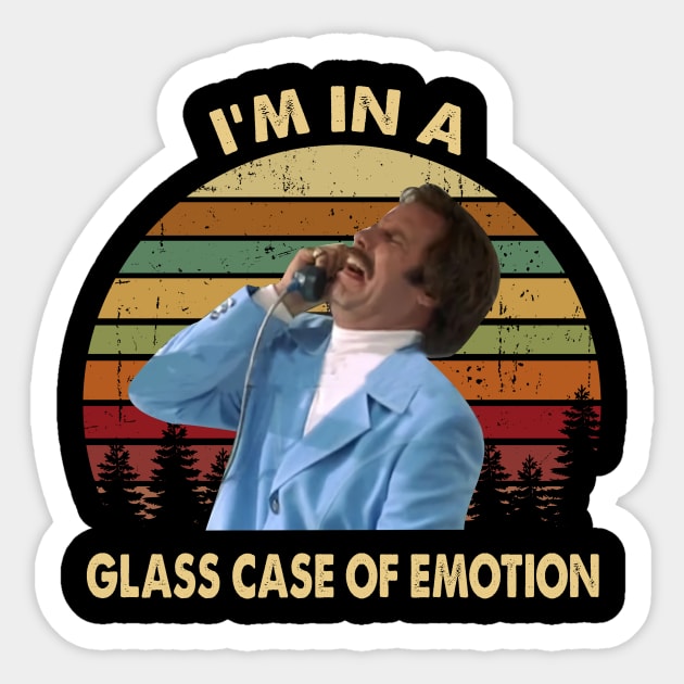 Ron Burgundy I'm In A Glass Case Of Emotion Vintage Sticker by Story At Dawn 